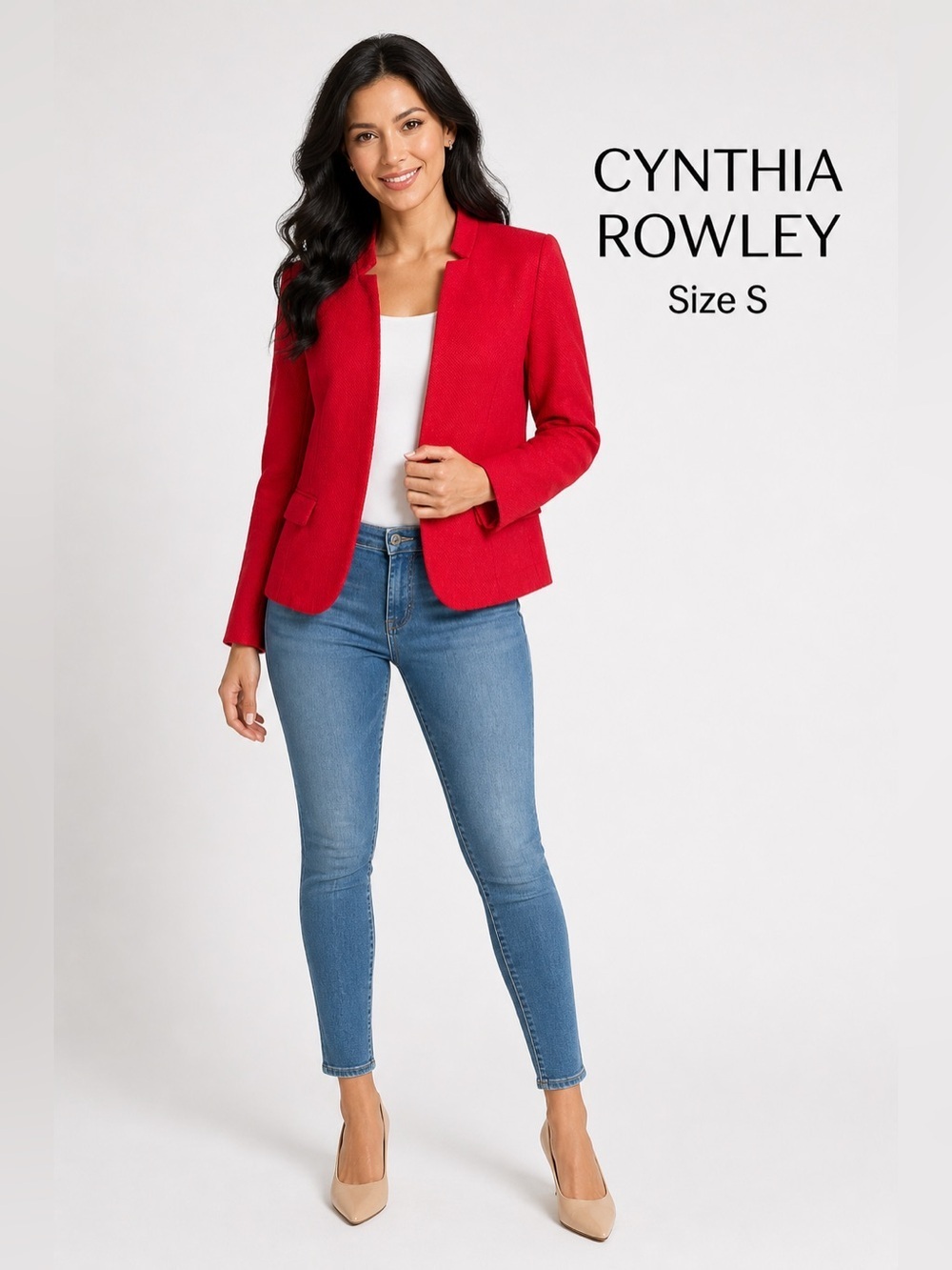 CYNTHIA ROWLEY feminine cottagecore women red blazer/size S